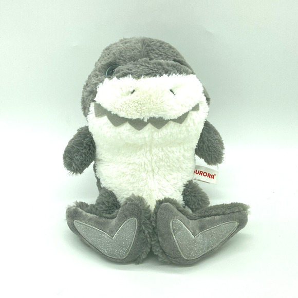 Aurora Shark Plush Stuffed Animal Toy 11" long Gray & White - Picture 7 of 7